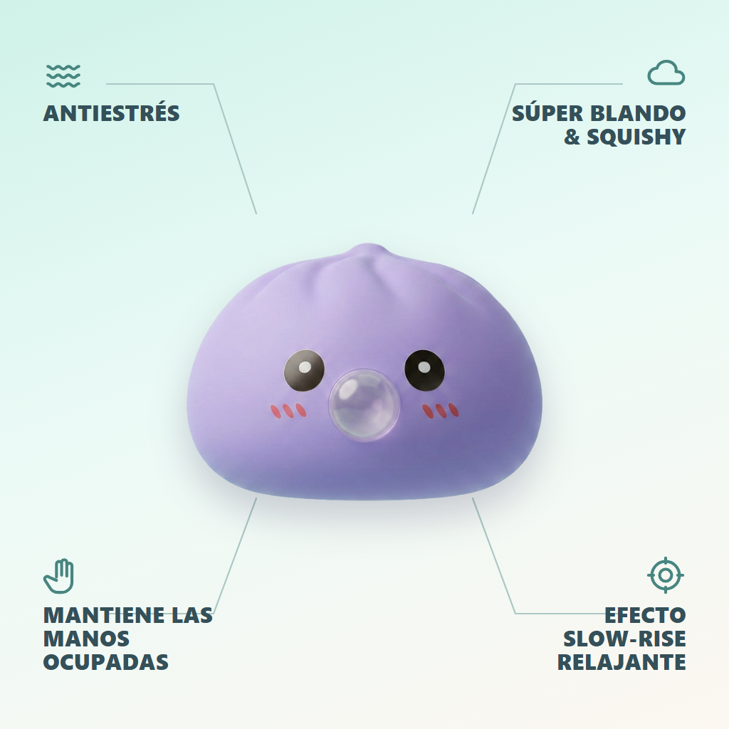 Big Dumpling Squishy Azul Océano — antiestrés, ultra blando, efecto slow-rise