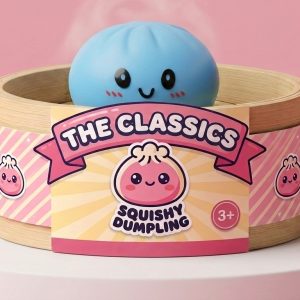 Dumpling Squishy Azul Océano en su cesta de vapor de bambú