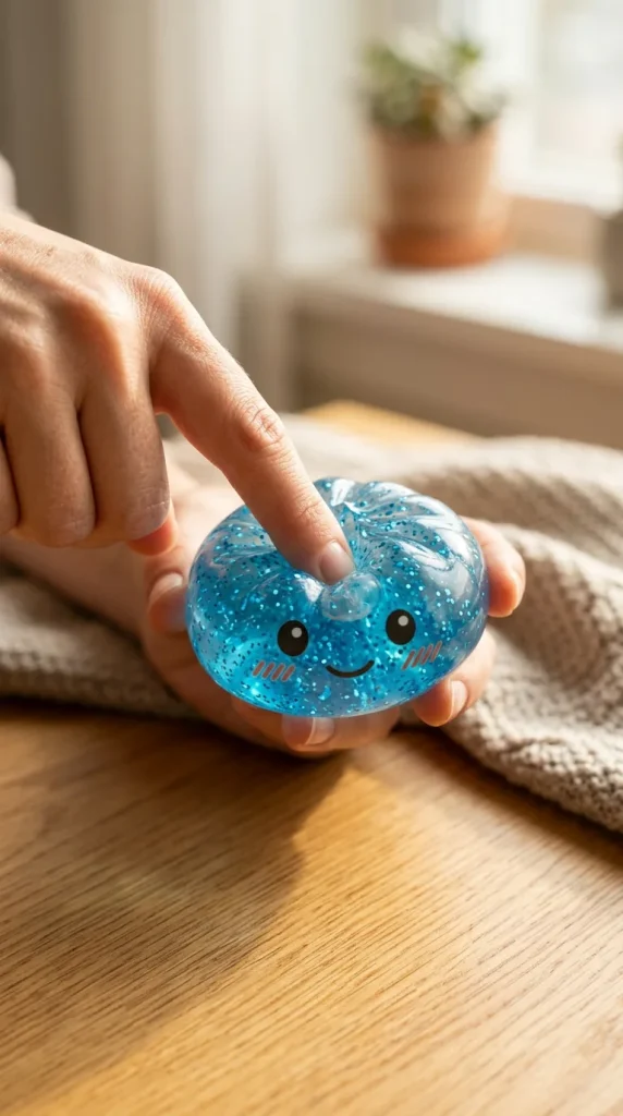 Glitter Dumpling Squishy Azul Calma apretado entre los dedos