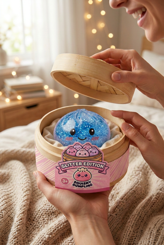 Unboxing de Glitter Dumpling Squishy Azul Calma