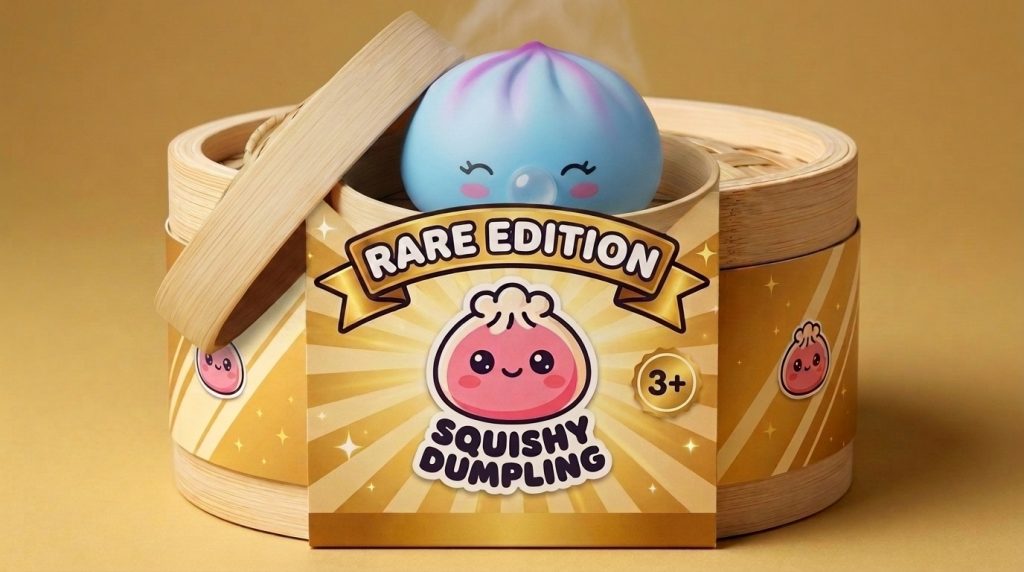 Frost Blue Rare Blow Dumpling Squishy Azul Escarchado en su cesta de vapor de bambú