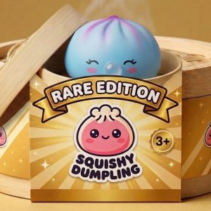 Frost Blue Rare Blow Dumpling Squishy Azul Escarchado en su cesta de vapor de bambú