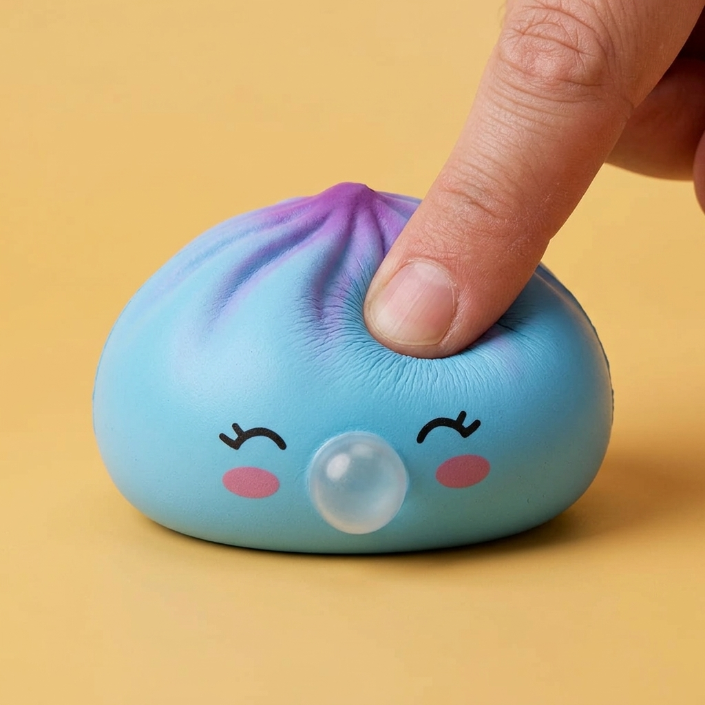 Frost Blue Rare Blow Dumpling Squishy Azul Escarchado apretado, material squishy