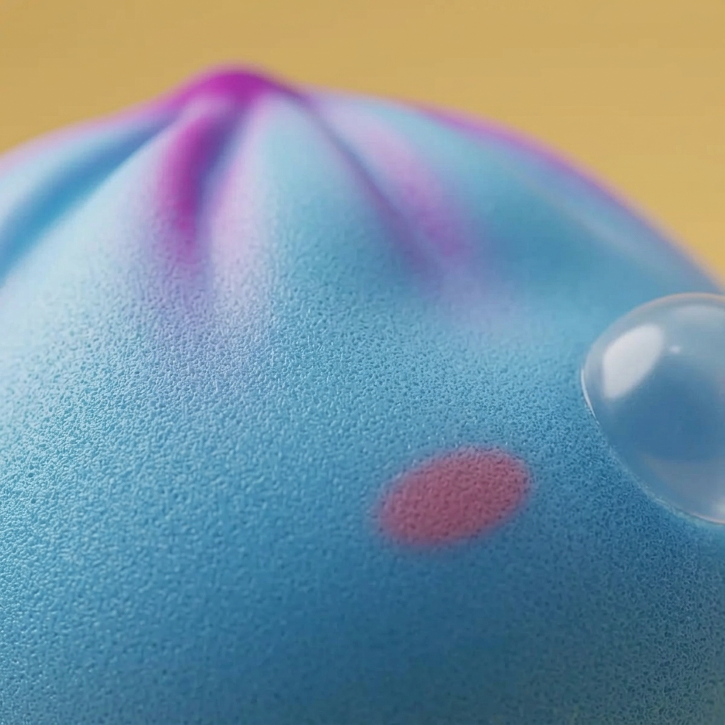 Frost Blue Rare Blow Dumpling Squishy Azul Escarchado — primer plano macro de la textura