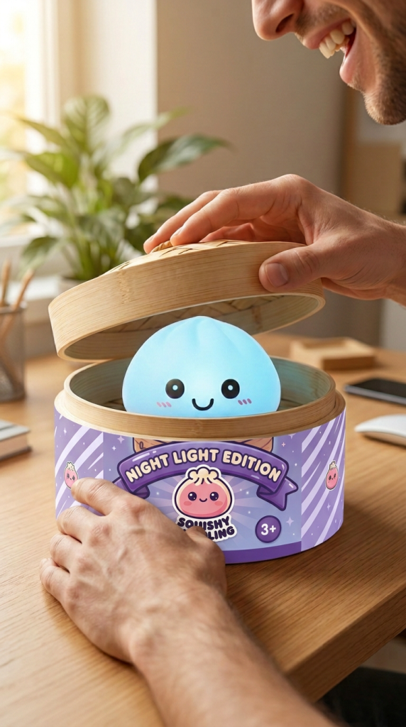 Unboxing de Dumpling Squishy Luz Nocturna Azul Aurora