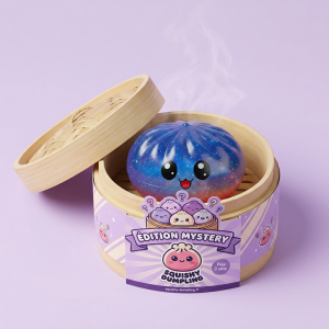 Mystery Dumpling Squishy Sorpresa Adorable en su cesta de vapor de bambú