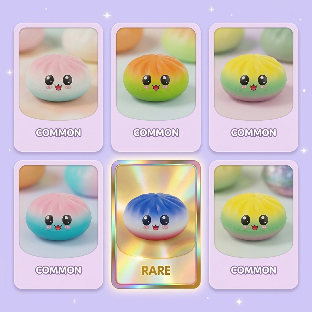 Mystery Dumpling Squishy Sorpresa Adorable — tabla de rarezas (común, raro, ultra raro)