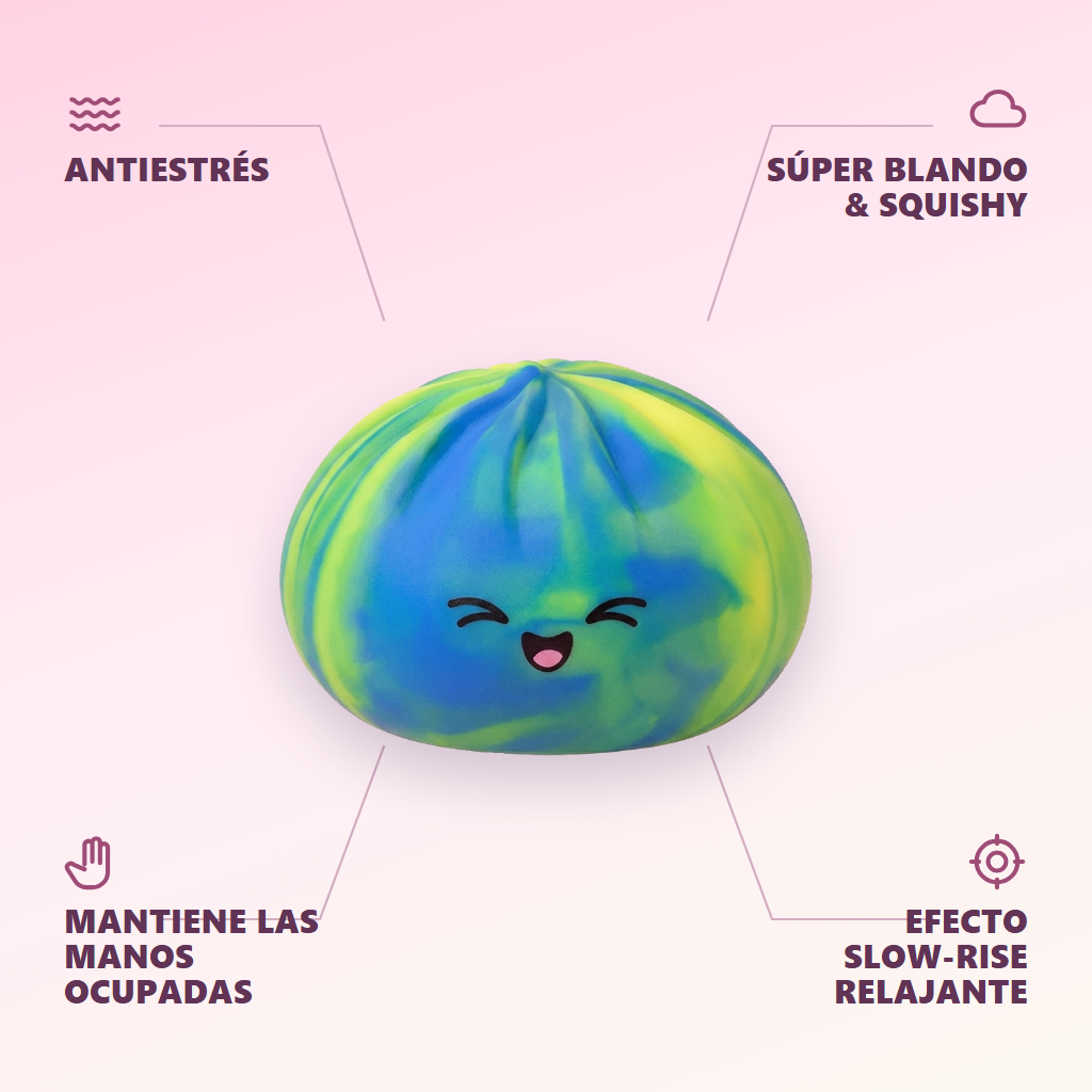 Rainbow Dumpling Squishy Multicolor — antiestrés, ultra blando, efecto slow-rise