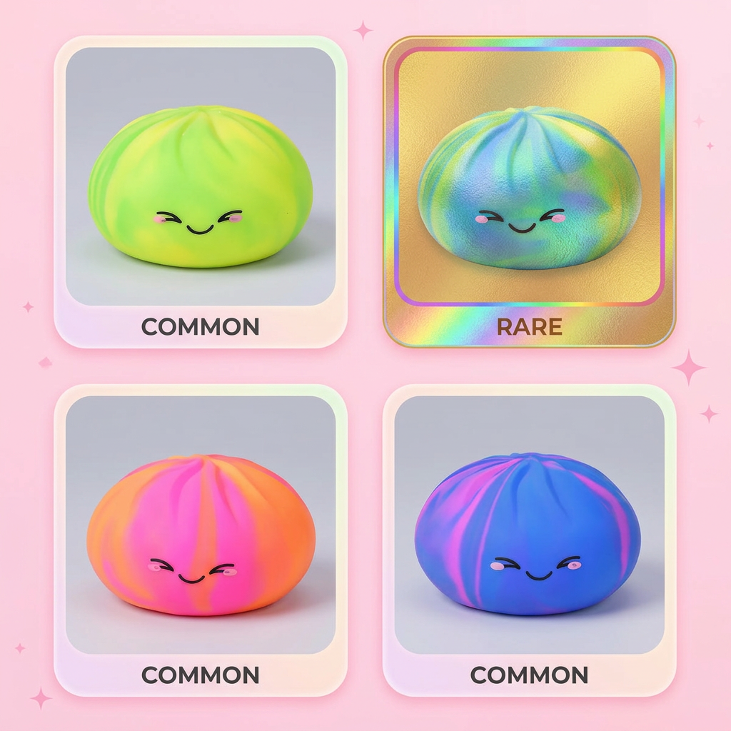 Rainbow Dumpling Squishy Multicolor — tabla de rarezas (común, raro, ultra raro)