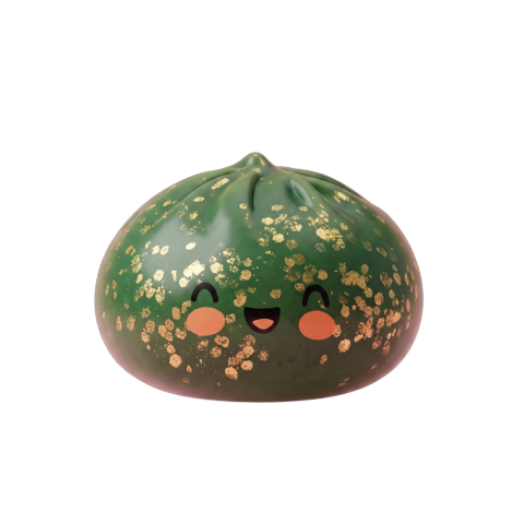 Dumpling Squishy Glitter Verde Esmeralda — squishy antiestrés slow-rise kawaii