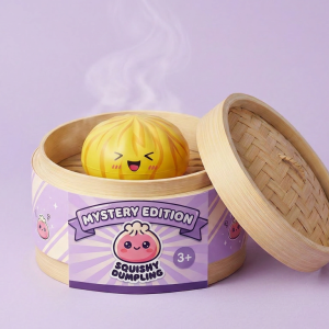 Dumpling Squishy Bun Mystery Sorpresa en su cesta de vapor de bambú