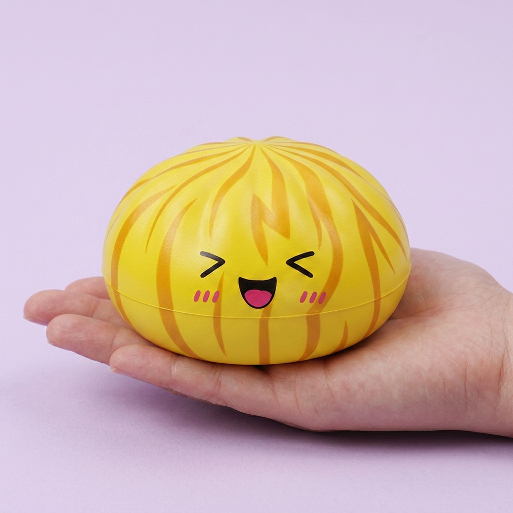 Dumpling Squishy Bun Mystery Sorpresa en la mano, tamaño real
