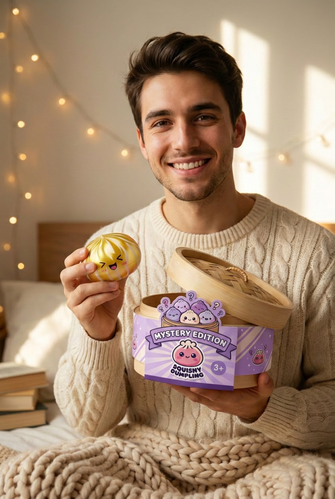 Dumpling Squishy Bun Mystery Sorpresa con su cesta de vapor de bambú