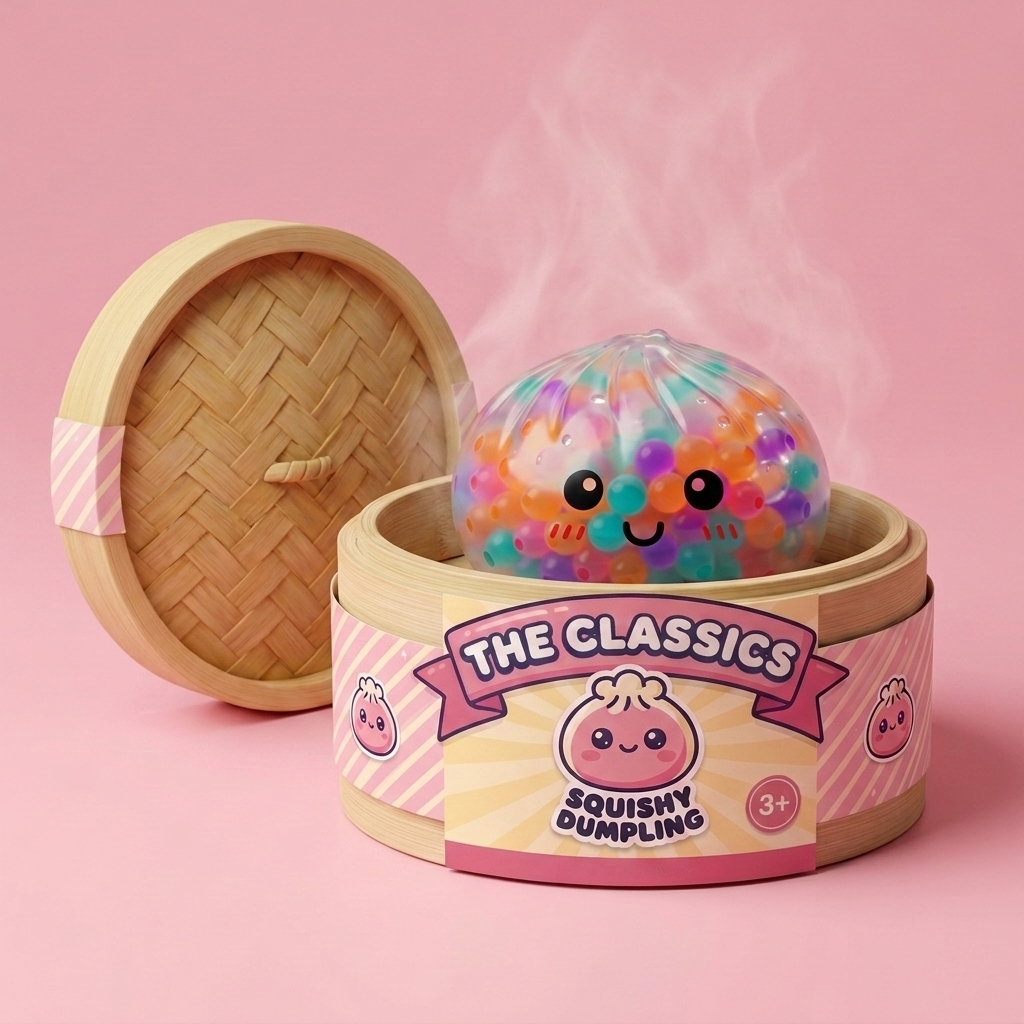 Squishy Dumpling Multicolor Burbujas Suaves en su cesta de vapor de bambú