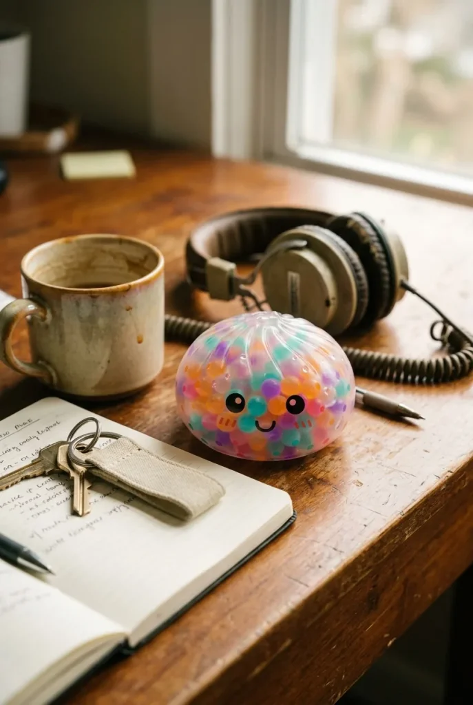 Squishy Dumpling Multicolor Burbujas Suaves en un escritorio