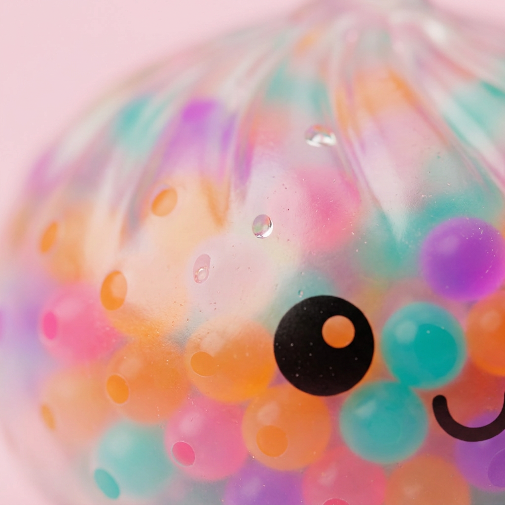 Squishy Dumpling Multicolor Burbujas Suaves — primer plano macro de la textura