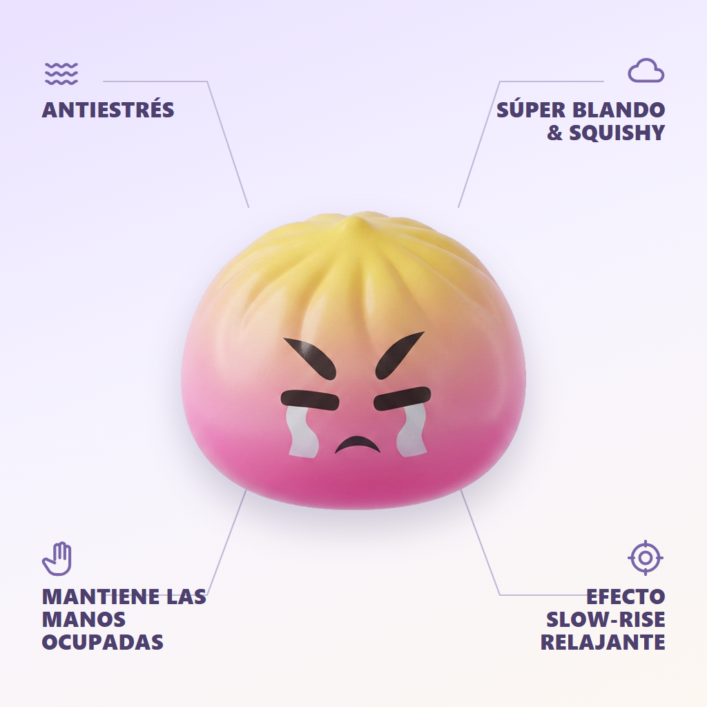 Dumpling Squishy Mystery Bun con Cesta de Bambú — antiestrés, ultra blando, efecto slow-rise