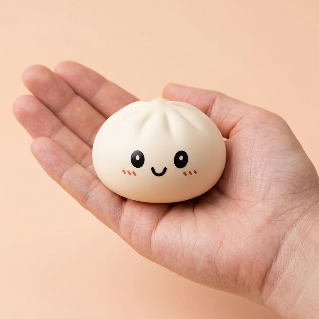 Dumpling Squishy Collection Set de 6 Colores en la mano, tamaño real