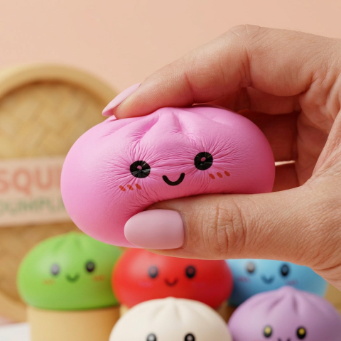 Dumpling Squishy Collection Set de 6 Colores — efecto slow-rise, la espuma recupera su forma