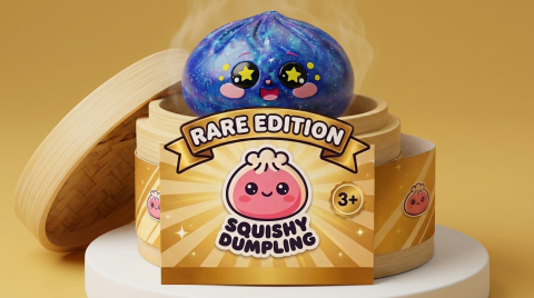 Galaxy Dumpling Squishy Cosmos con Cesta Bambú en su cesta de vapor de bambú