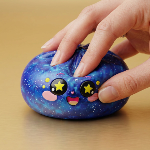 Galaxy Dumpling Squishy Cosmos con Cesta Bambú apretado, material squishy