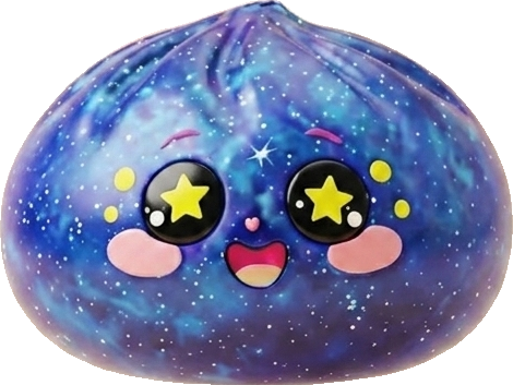 Galaxy Dumpling Squishy Cosmos con Cesta Bambú — squishy antiestrés slow-rise kawaii