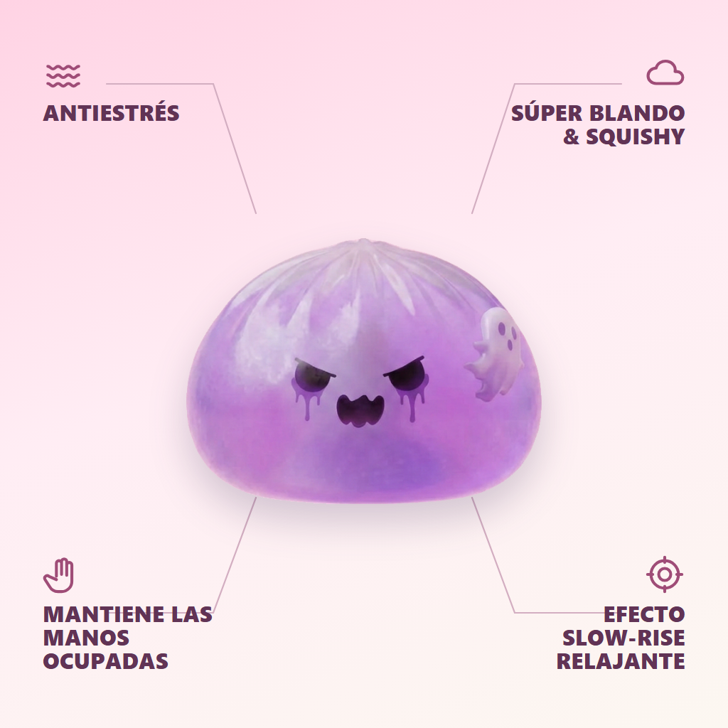 Ghost Dumpling Squishy Boo Fantasma — antiestrés, ultra blando, efecto slow-rise