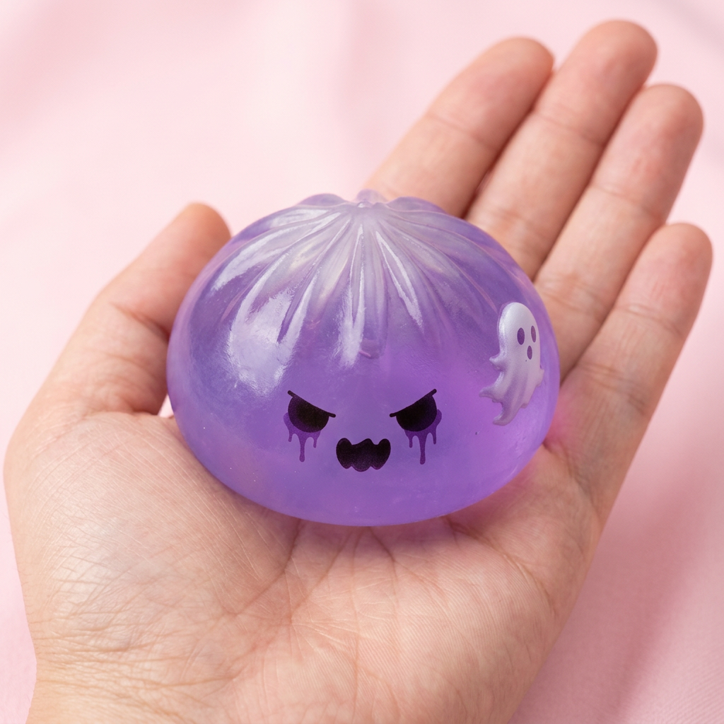 Ghost Dumpling Squishy Boo Fantasma en la mano, tamaño real