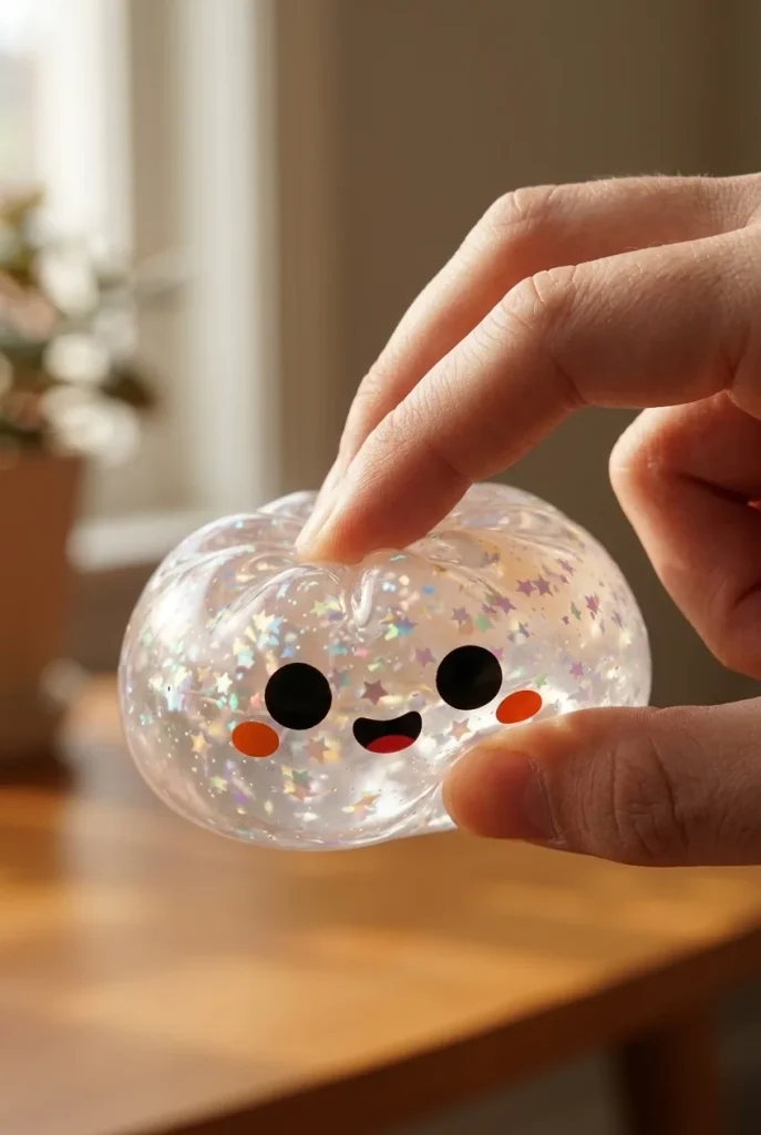 Squishy Dumpling Ghost Halloween Glitter apretado entre los dedos