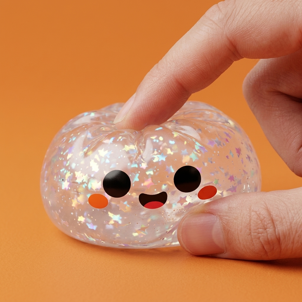 Squishy Dumpling Ghost Halloween Glitter apretado, material squishy