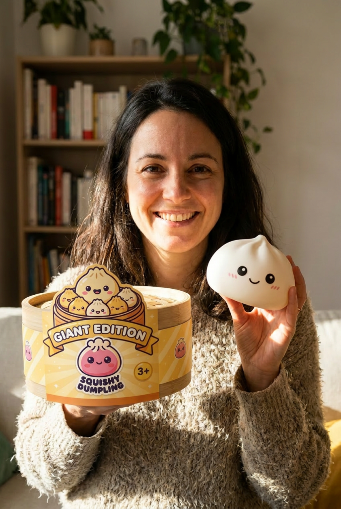 Giant Dumpling Squishy Gigante XXL con su cesta de vapor de bambú