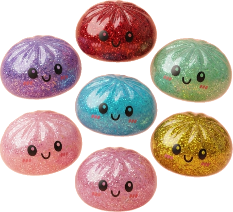 Glitter Dumpling Squishy Set de 6 con Purpurina — squishy antiestrés slow-rise kawaii