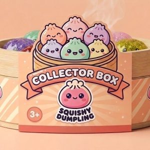 Glitter Dumpling Squishy Set de 6 con Purpurina en su cesta de vapor de bambú