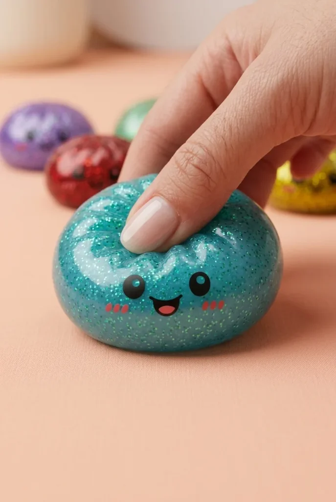Glitter Dumpling Squishy Set de 6 con Purpurina apretado entre los dedos