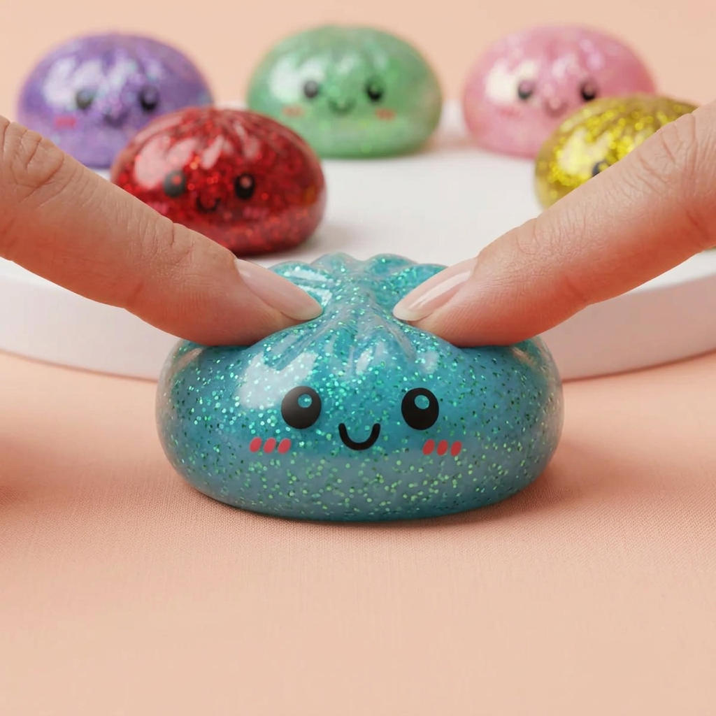 Glitter Dumpling Squishy Set de 6 con Purpurina apretado, material squishy