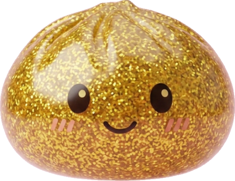 Glitter Dumpling Squishy Oro de Lujo — squishy antiestrés slow-rise kawaii