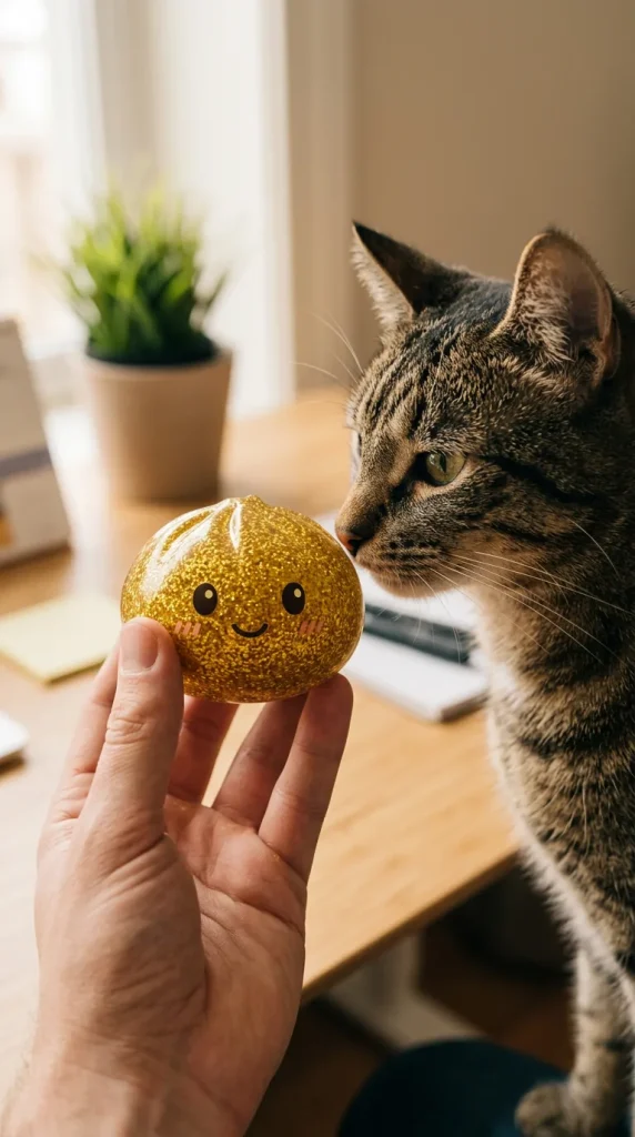 Glitter Dumpling Squishy Oro de Lujo y un animal