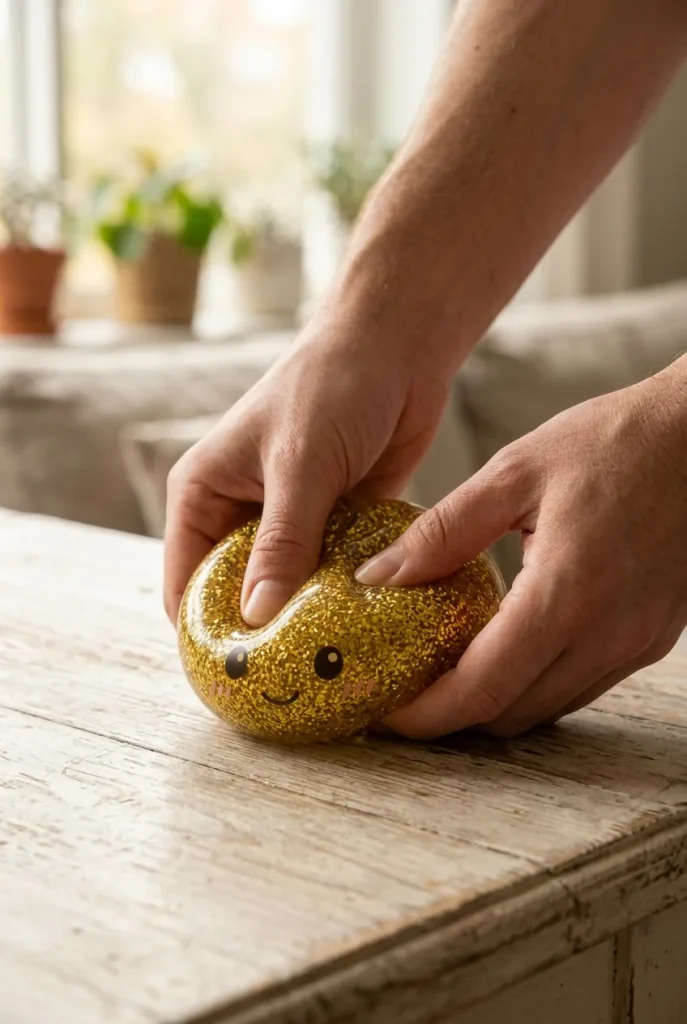 Glitter Dumpling Squishy Oro de Lujo apretado entre los dedos