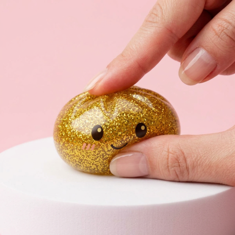 Glitter Dumpling Squishy Oro de Lujo apretado, material squishy