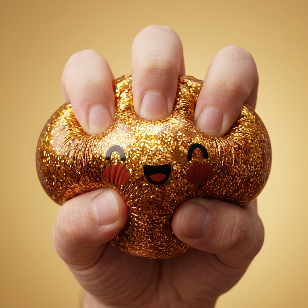 Dumpling Squishy Glitter Or Tesoro Único — efecto slow-rise, la espuma recupera su forma
