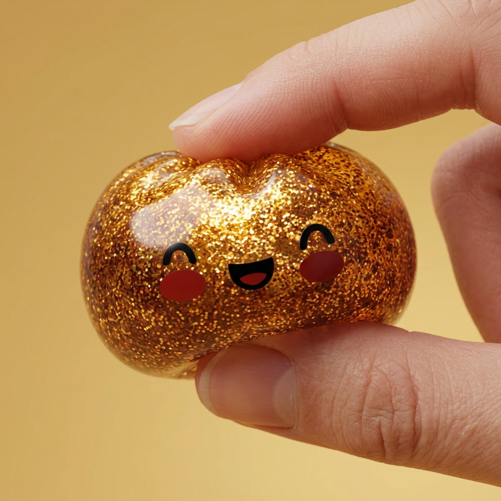 Dumpling Squishy Glitter Or Tesoro Único apretado, material squishy