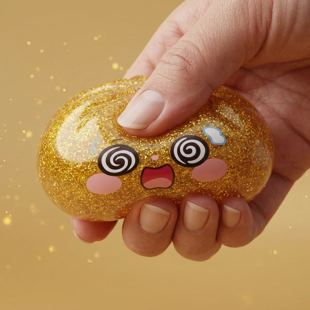 Gold Dumpling Squishy Dorado de la Suerte — efecto slow-rise, la espuma recupera su forma