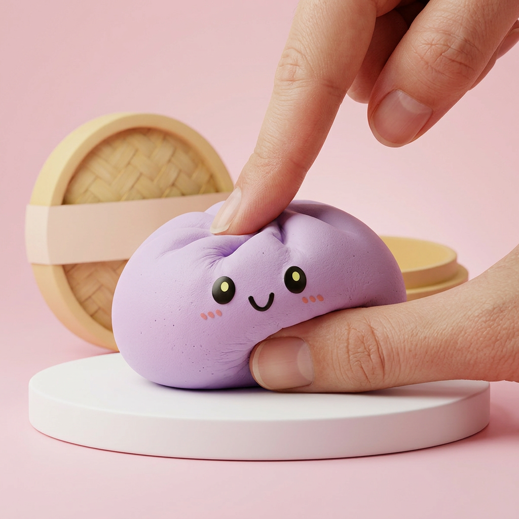Dumpling Squishy Magenta Clásico apretado, material squishy