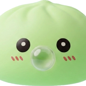 Dumpling Squishy Verde Natural con Cesta de Bambú — squishy antiestrés slow-rise kawaii