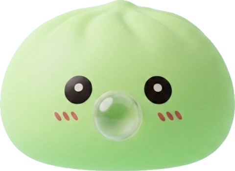 Dumpling Squishy Verde Natural con Cesta efecto bambú — squishy antiestrés slow-rise kawaii