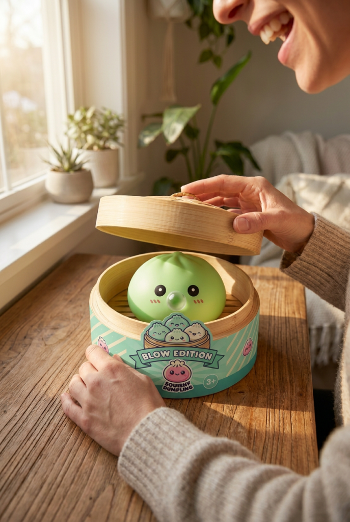 Unboxing de Dumpling Squishy Verde Natural con Cesta de Bambú