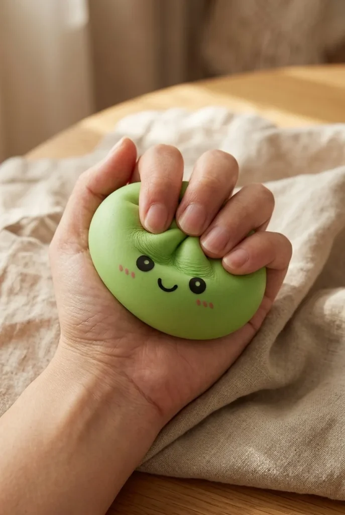 Dumpling Squishy Verde Matcha apretado entre los dedos