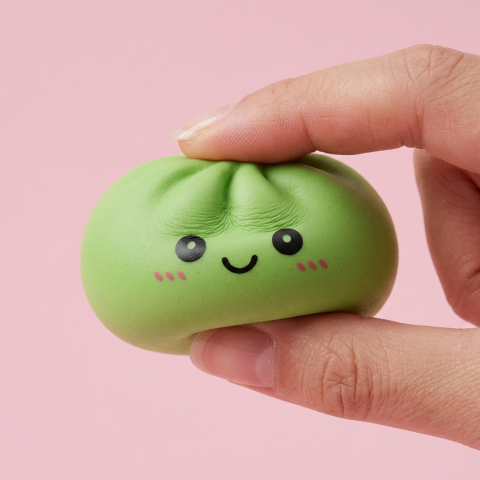 Dumpling Squishy Verde Matcha apretado, material squishy