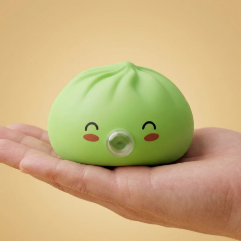 Dumpling Squishy Matcha Vert Rare Blow en la mano, tamaño real