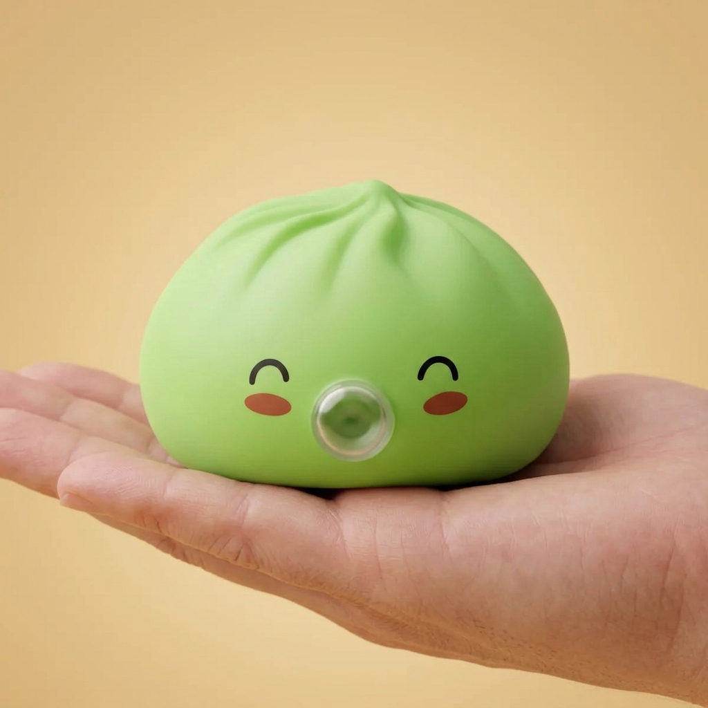 Dumpling Squishy Matcha Vert Rare Blow en la mano, tamaño real
